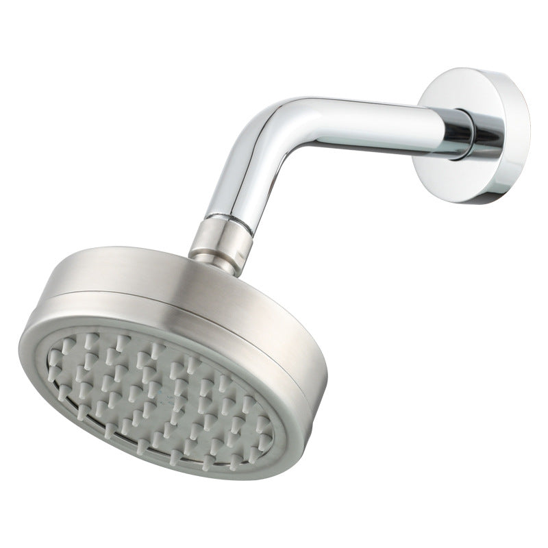 Brushed Steel rainfall showerhead with Silicone nozzles and a shower arm.