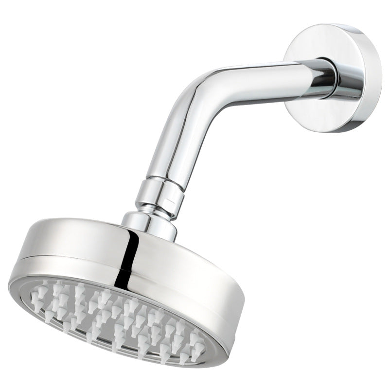 Polished Steel rainfall showerhead with Silicone nozzles and a shower arm.