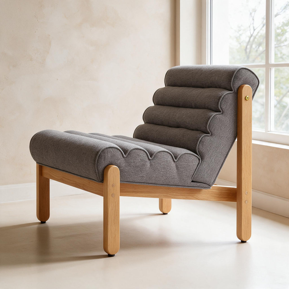 Textured Lounge Chair — Natural & Gray — full product