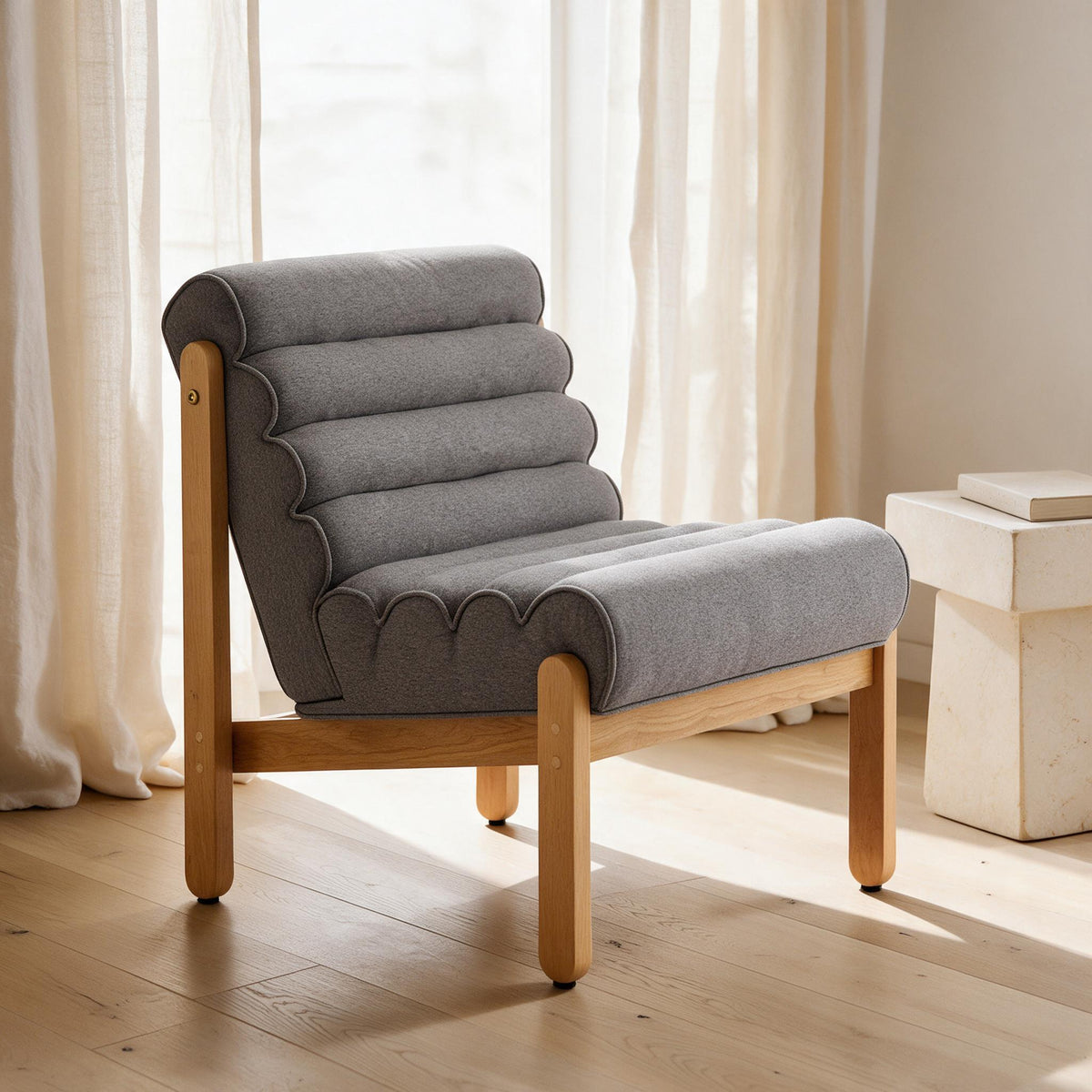 Textured Lounge Chair — Natural & Gray — reading corner