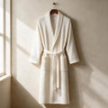 Waffle Cotton Bathrobe — Beige — full product