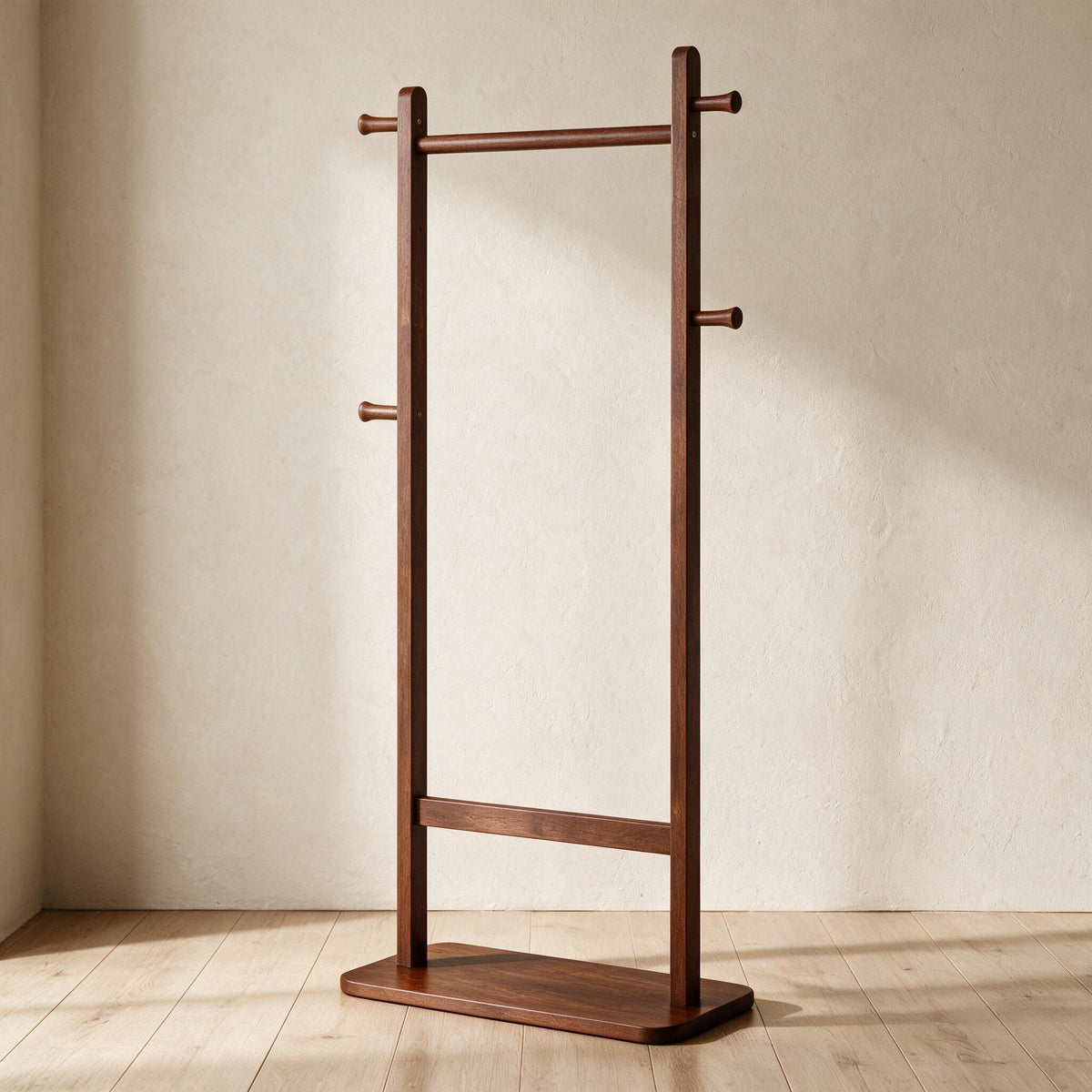 Wooden Coat Rack - Walnut Finish — premium full product view.