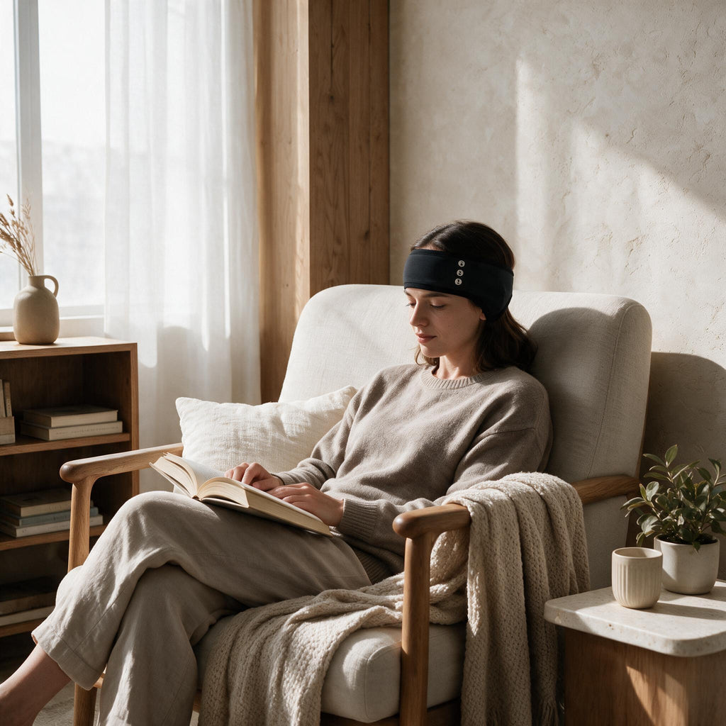Wireless Audio Headband — styled in a warm neutral home