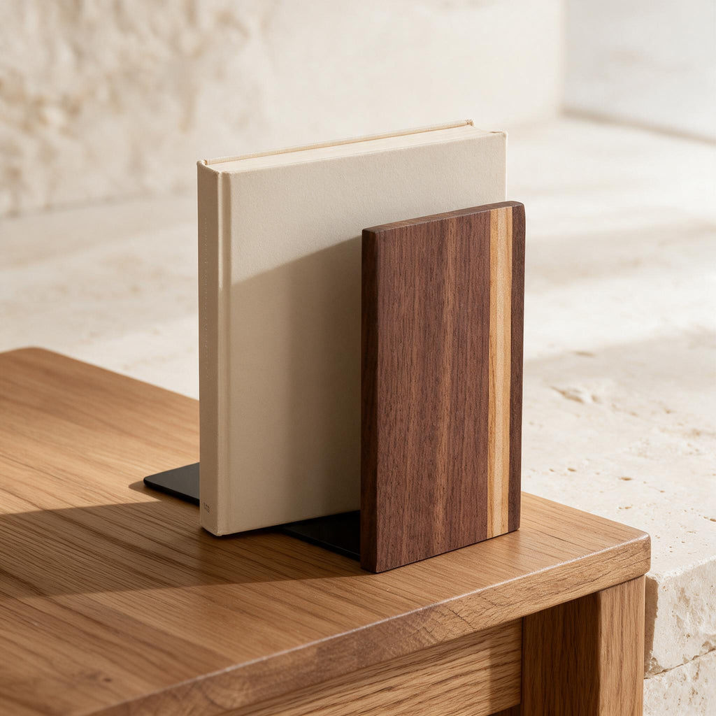 Wood & Metal Bookends — Set of 4 — material and construction detail