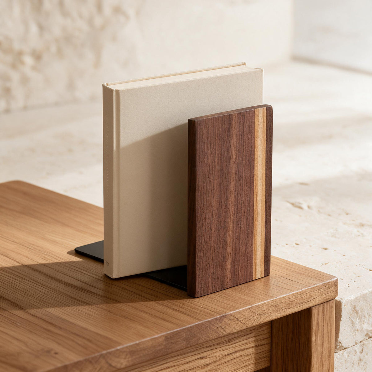 Wood & Metal Bookends — Set of 4 — material and construction detail