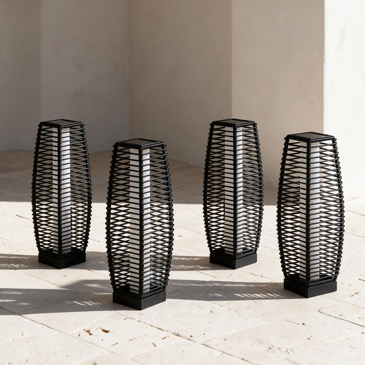 Woven Solar Patio Lanterns — Set of 4 — full product
